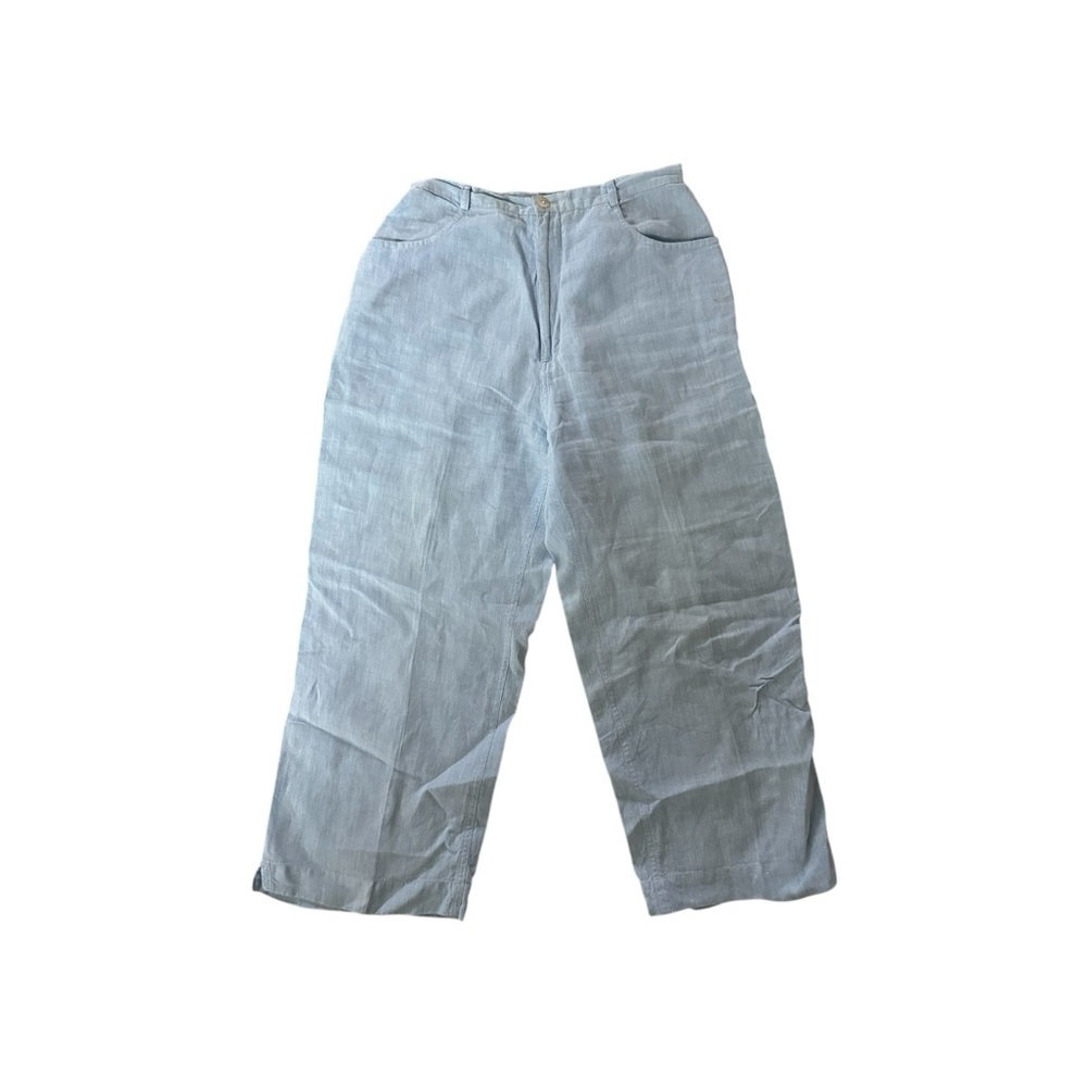 Chico's Light Blue Cropped Linen Chinos